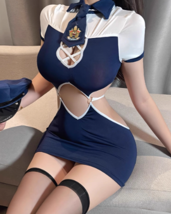 [G02]  Pure Desire Navy Style Stewardess Female Instructor Uniform Role Play