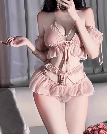 [E01] Small Breasts Look Bigger Pure Desire Pearlescent See-through Sweetie Split Suit
